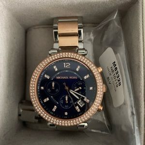 Micheal Kids Navy and rose gold watch